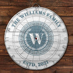 Monogram Family Name Vintage Crest Dartboard<br><div class="desc">A cool monogram crest dartboard with a rustic white wood background personalized with your name and established date. Great for a family game room,  or man cave. Designed for you by Blackberry Boulevard.</div>