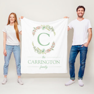 Monogram Family Personalized Name Fleece Blanket