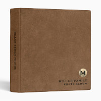 Monogram Family Photo Album Binder Brown Leather