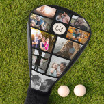 Monogram Family Photo Collage Cool Trendy Sports Golf Head Cover<br><div class="desc">Surprise your dad this Father's Day with a personalized Golf head cover with his favourite photos of his loved ones. His personal monogram surrounded by 10 family pictures within a modern layout. Perfect birthday present as well.</div>