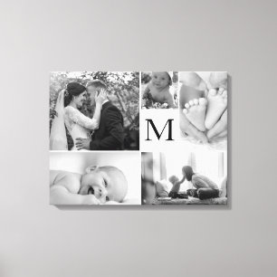 Monogram family Photo collage gallery Canvas Print
