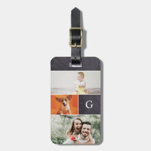 Monogram Family Photo Collage Luggage Tag