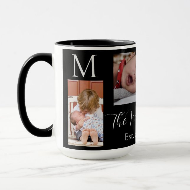 Monogram Family Photo Collage Personalized  Mug (Left)