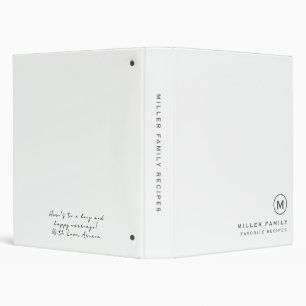 Monogram Family Recipe Wedding Gift Message Binder