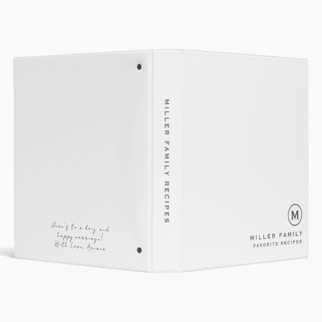 Monogram Family Recipe Wedding Gift Message Binder (Background)