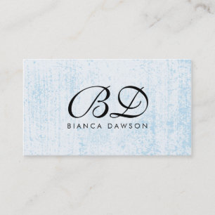 Monogram Fancy Script Blue Grunge Business Card