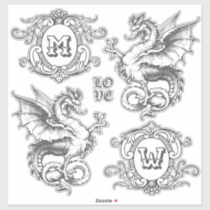 Monogram Fantasy Medieval Dragon Ornate Frames