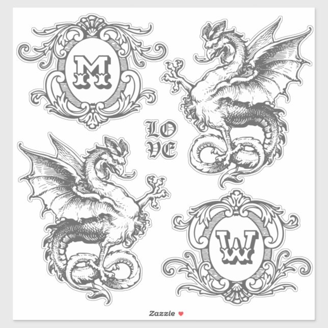 Monogram Fantasy Medieval Dragon Ornate Frames (Sheet)