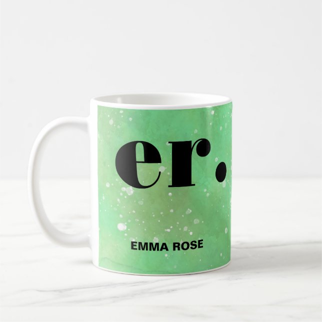 Monogram fantasy watercolor Stylish Modern Minimal Coffee Mug (Left)