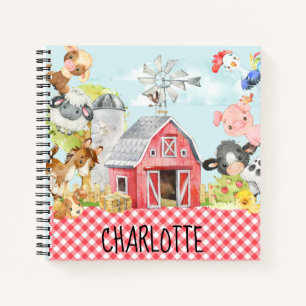 Monogram Farm Barnyard Animals Kids Notebook