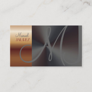 MONOGRAM FAUX COPPER/BRUSHED STEEL BUSINESS CARD