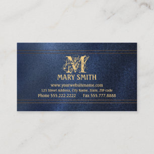 Monogram & Faux Denim Boutique Business Card