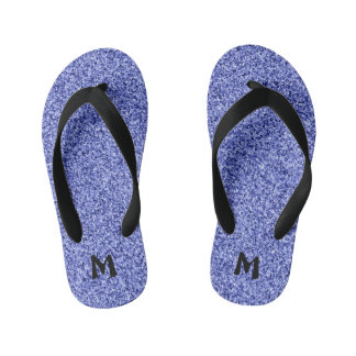 Monogram Faux Glitter Kid's Flip Flops