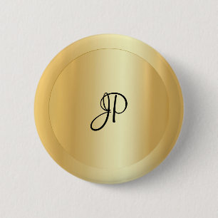 Monogram Faux Gold Elegant Add Your Text Name 2 Inch Round Button