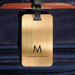 Monogram Faux Gold Metal Steel Styled Personalized Luggage Tag<br><div class="desc">Monogram Faux Gold Metal Steel Styled Personalized Luggage Tag</div>