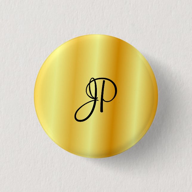 Monogram Faux Gold Metallic Look Elegant Template 1 Inch Round Button (Front)