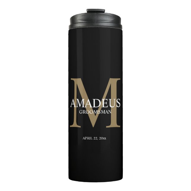Monogram Faux Gold Named thermal tumbler (Front)