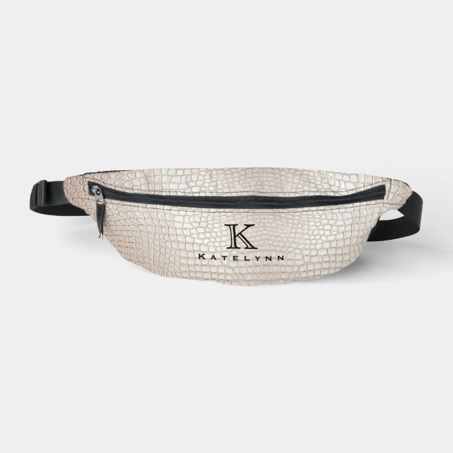 Monogram Faux Leather Snake Print Fanny Pack (Front)