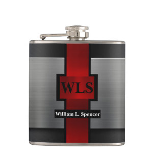 Monogram Faux Metal Vinyl Wrapped Flask