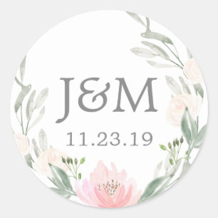 Monogram Favour Stickers Pastel Blush