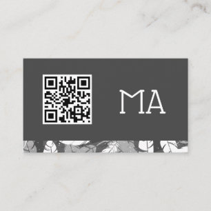 Monogram   Feathers   QR Code Business Card