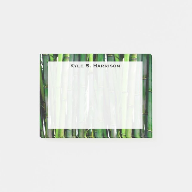 Monogram Feng Shui Green Bamboo Wealth Post-it Notes (Front)