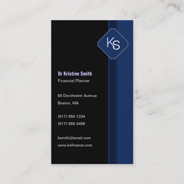 Monogram  Financial Planner - Business Card (Front)