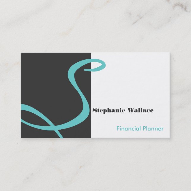 Monogram Financial Planner Business Card Teal (Front)