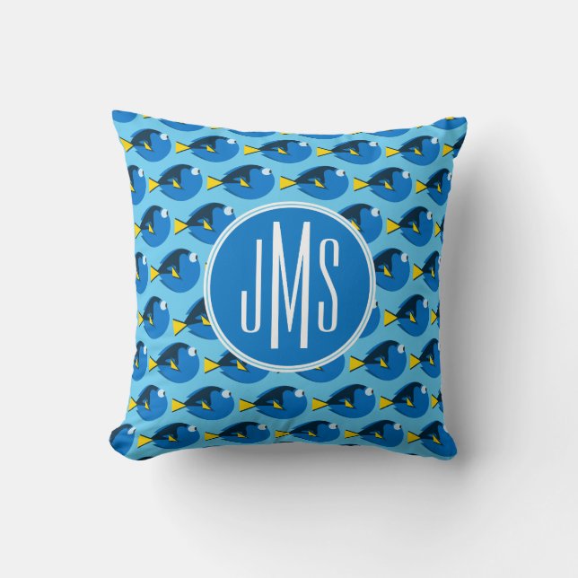 Monogram Finding Dory Pattern Throw Pillow (Front)