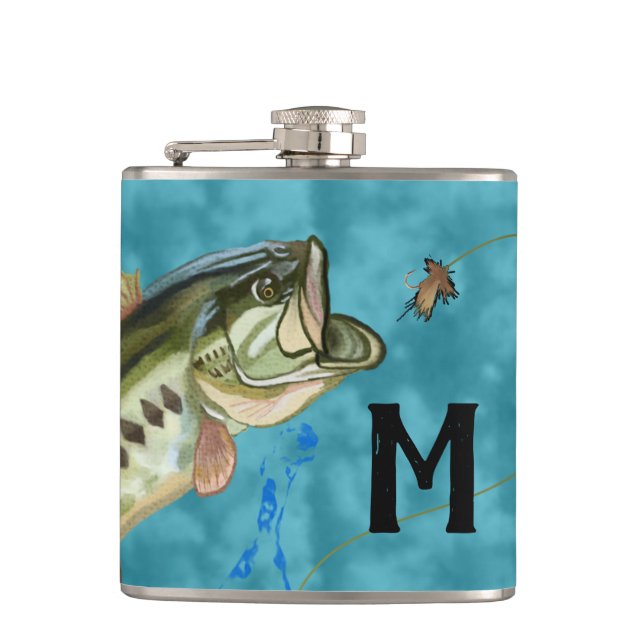 Monogram Fishing Hip Flask (Front)