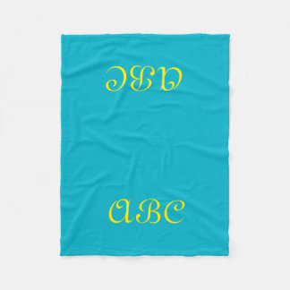 Monogram Fleece Blanket Blue with Gold