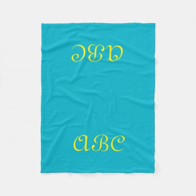 Monogram Fleece Blanket Blue with Gold (Front)