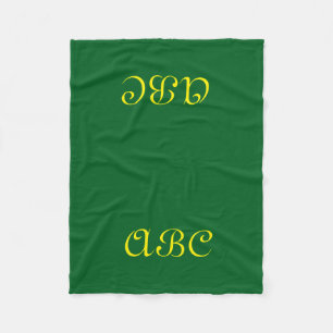 Monogram Fleece Blanket Dark Green with Gold