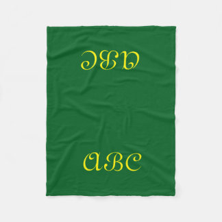 Monogram Fleece Blanket Dark Green with Gold