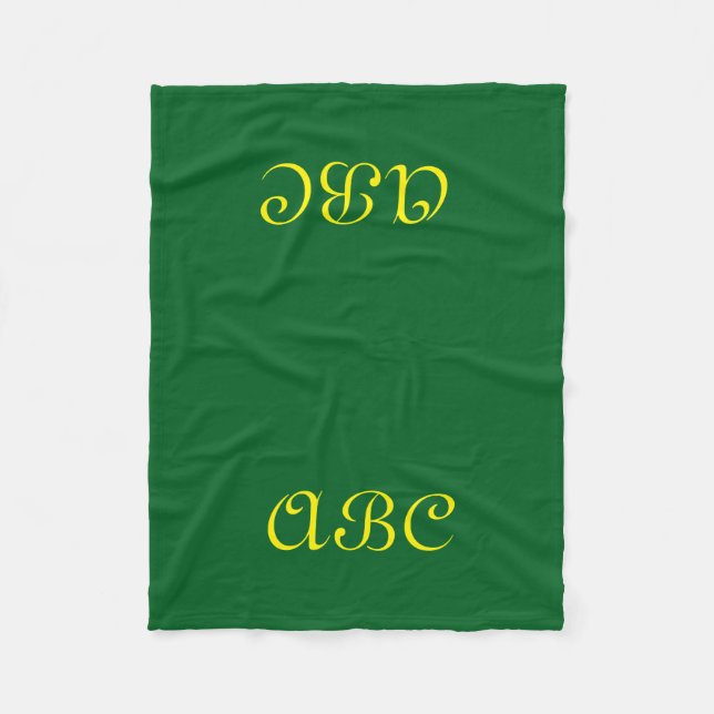 Monogram Fleece Blanket Dark Green with Gold (Front)