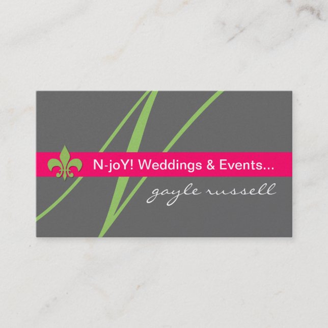 Monogram fleur de lis event planne... - Customized Business Card (Front)