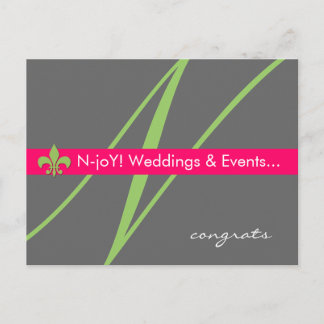 Monogram fleur de lis event planner postcard #2