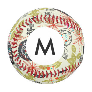 Monogram Floral background Baseball