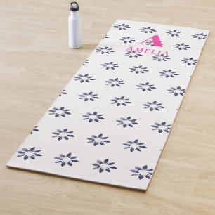 Monogram Floral Blue  Yoga Mat