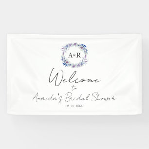 Monogram Floral Bridal Shower Welcome Sign Banner