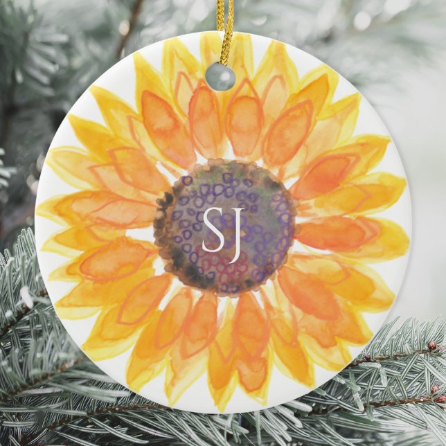 Monogram Floral Ceramic Ornament (Creator Uploaded)