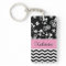 Monogram Floral Chevron Pattern Acrylic Keychain