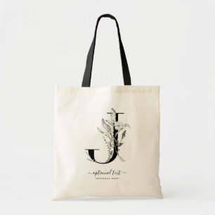 Monogram Floral Custom Tote Bag - Single Letter J