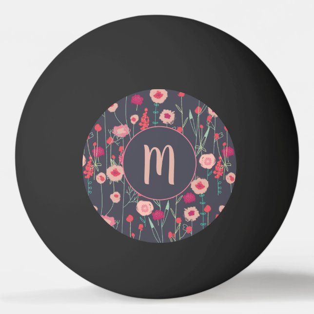 Monogram Floral Dark Ping Pong Ball (Front)