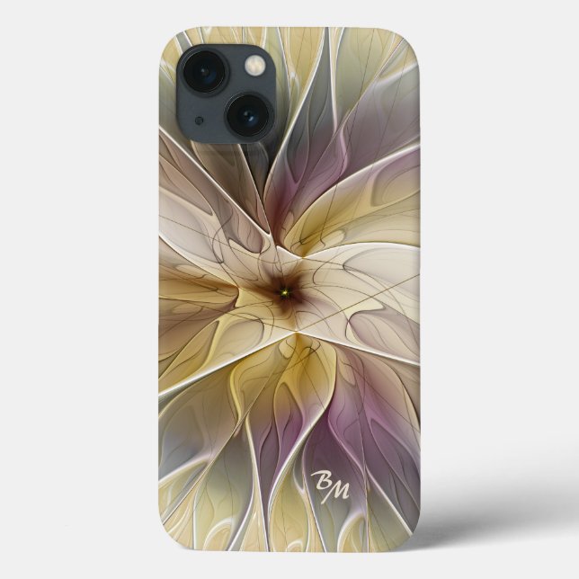 Monogram Floral Fantasy Gold Aubergine Abstract Case-Mate iPhone Case (Back)