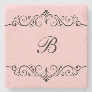 Monogram Floral Flourish Drink Coasters