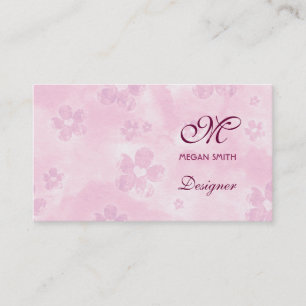 Monogram Floral Grunge Business Card