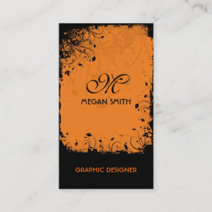 Monogram Floral Grunge Business Card