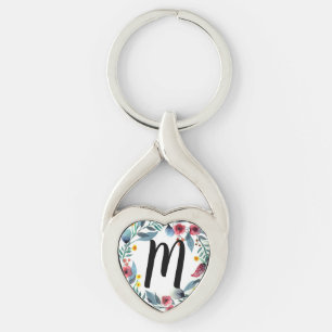 Monogram Floral Keychain