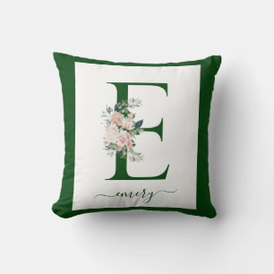 Monogram Floral Letter C Throw Pillow